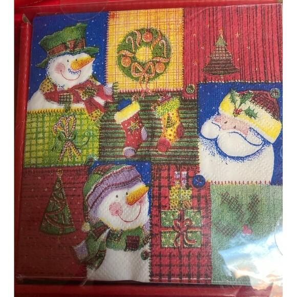 Christmas set NOS napkins, wine stopper & drink charms Santa Claus Holiday Dine - Picture 4 of 4